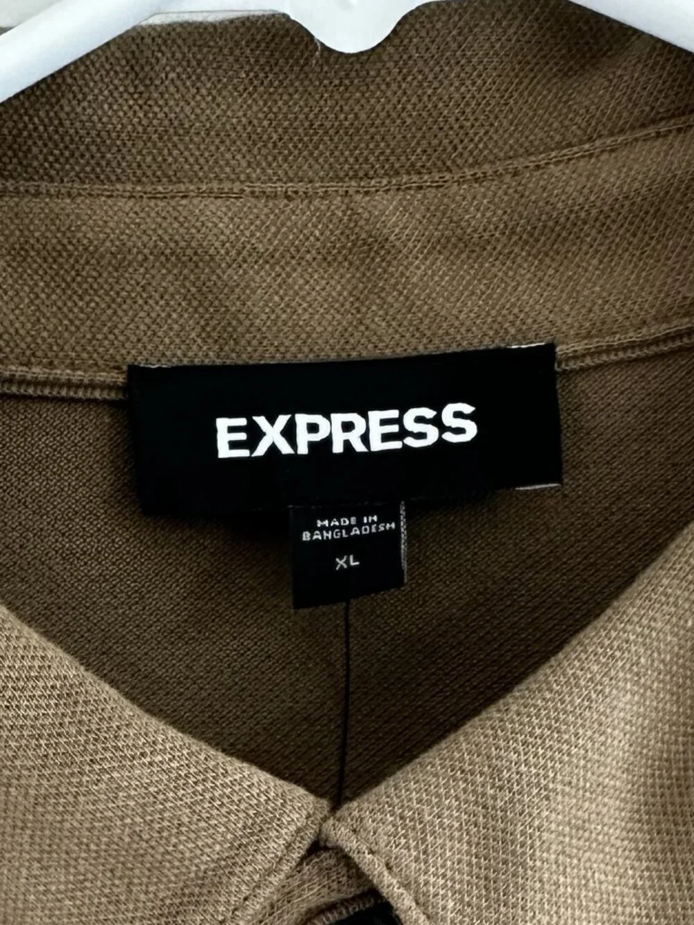 NWT Express Men's Luxe Pique Long Sleeve Three Button Polo Brown Size XL